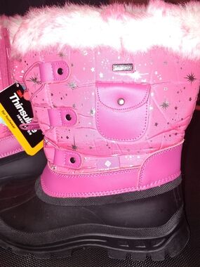 Dream Pair Kids Pink Snow Boots with Faux Fur Trim